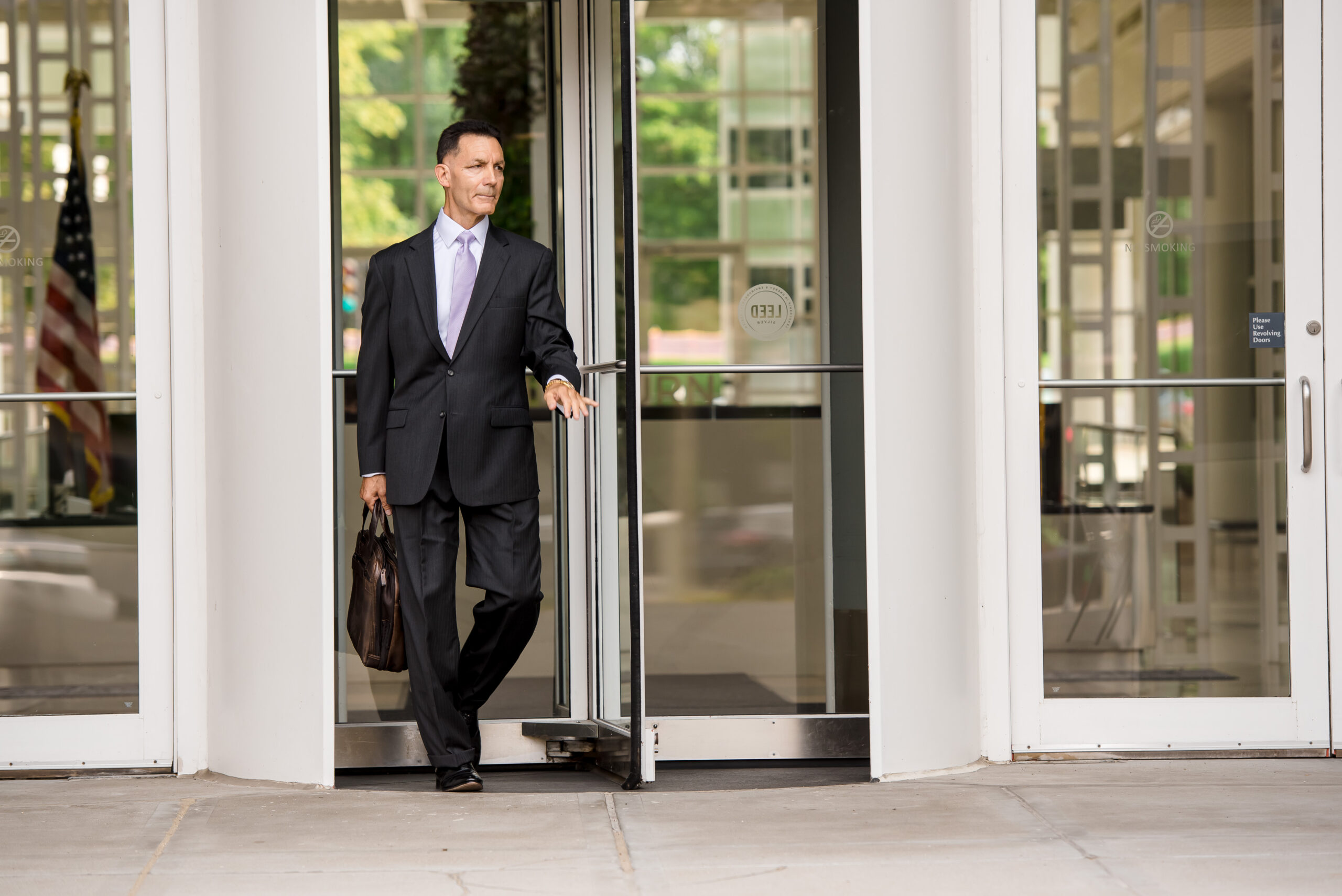 Attorney Mark Mingo exiting federal courthouse — argued and won DeShaney v. Winnebago County 489 U.S. 189 1989 before the United States Supreme Court — one of the most significant Fourteenth Amendment decisions in American constitutional law